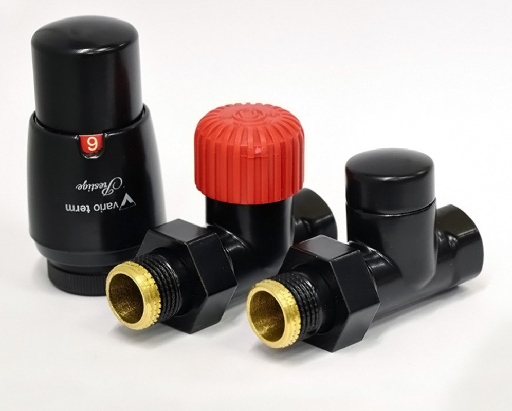 Комплект подкл. радиатора угловой 1/2"х1/2" Vario ROYAL  черный глянцевый