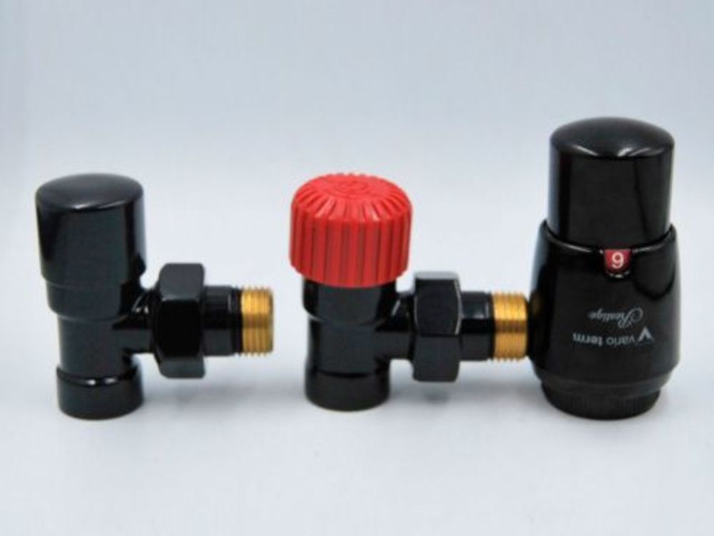 Комплект подкл. радиатора угловой 1/2"х1/2" Vario ROYAL  черный глянцевый