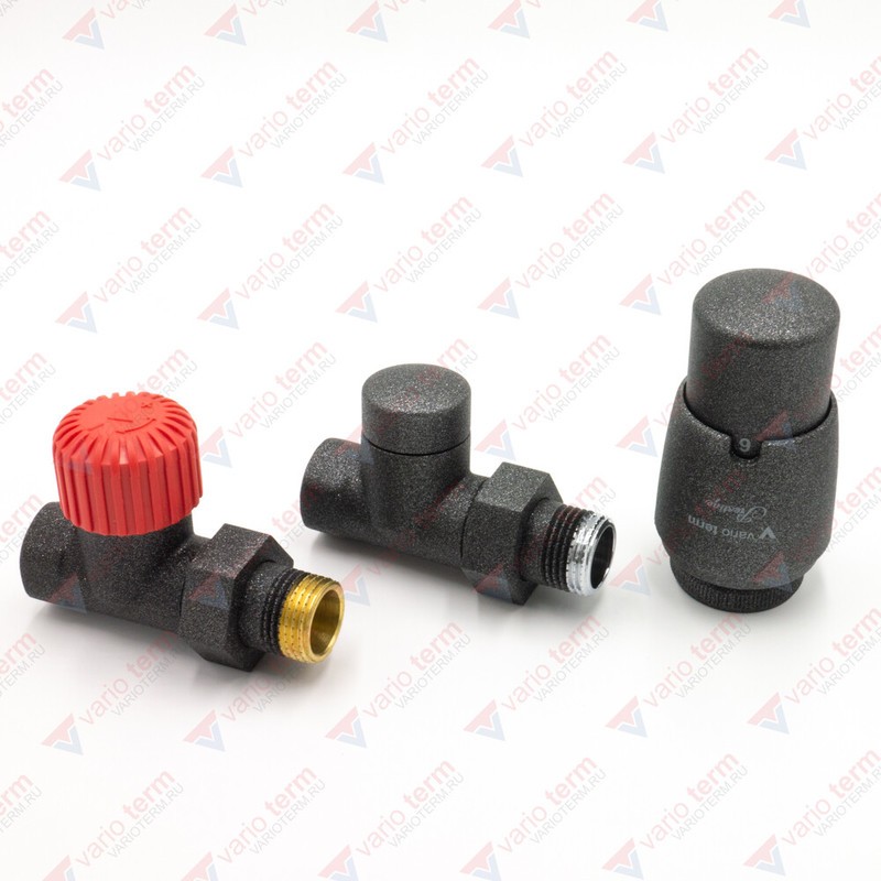 Комплект подкл. радиатора прямой 1/2"х1/2" Vario ROYAL  тёмный графит структурный