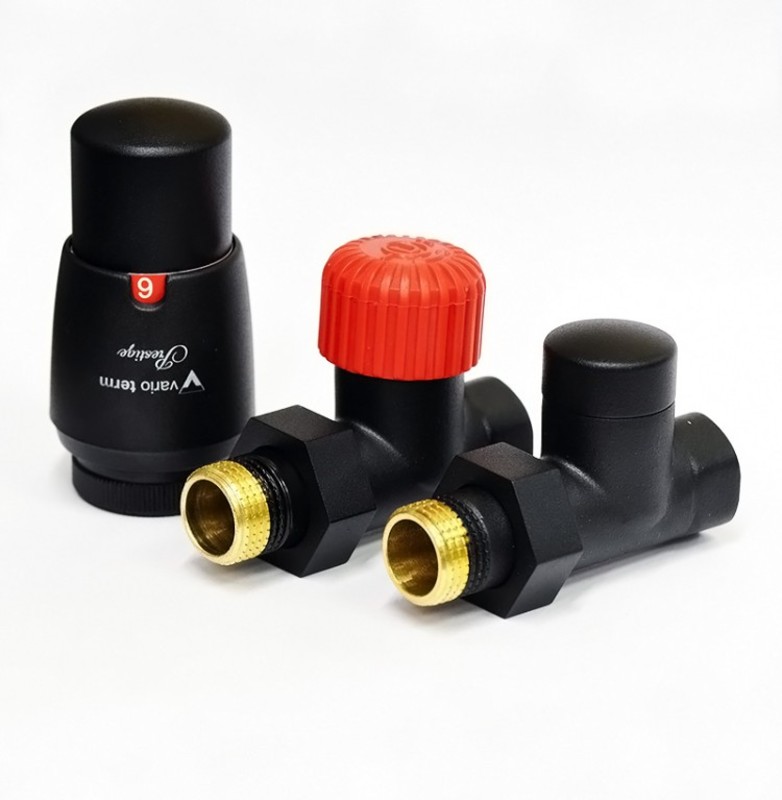 Комплект подкл. радиатора прямой 1/2"х1/2" Vario ROYAL  черный матовый