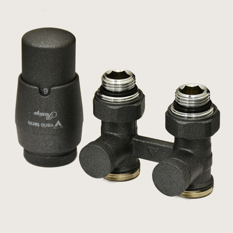Комплект радиаторный угловой 3/4"-3/4" Premium Eleganckie графит структурный